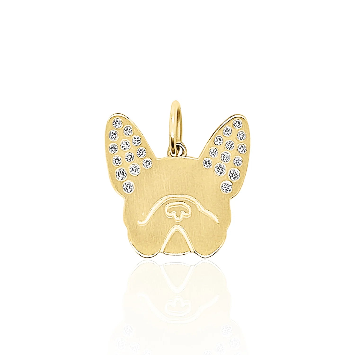Gold French Bulldog Charm with Diamonds