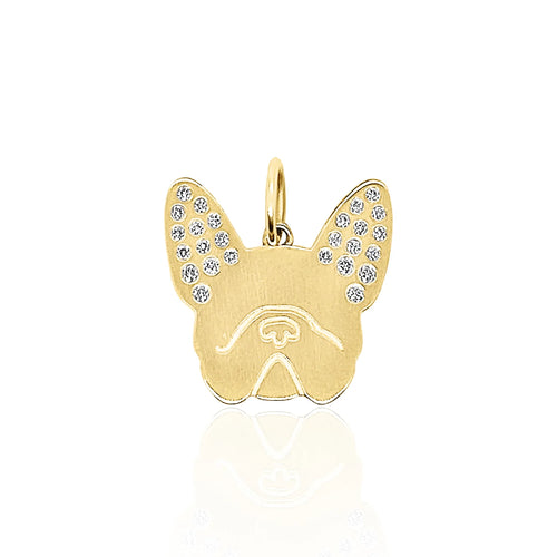 Gold French Bulldog Charm with Diamonds