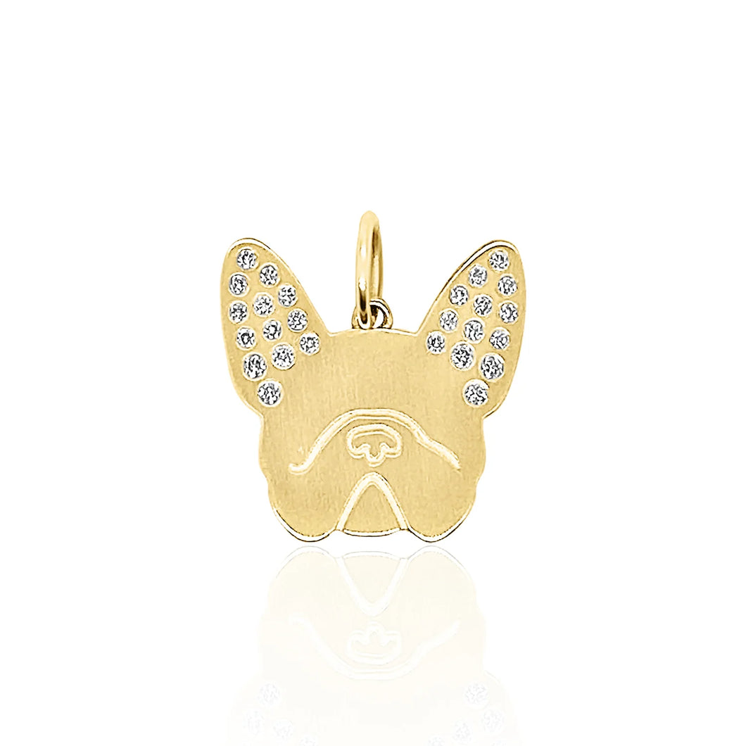 Gold French Bulldog Charm with Diamonds