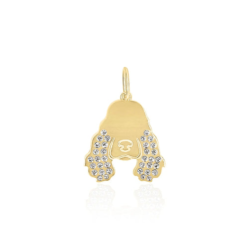 Gold Spaniel Charm with Diamonds