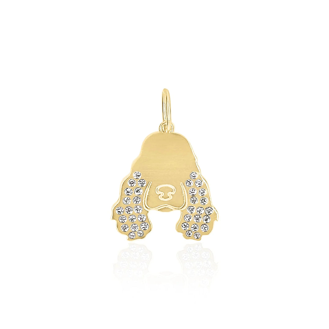 Gold Spaniel Charm with Diamonds