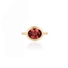 Oval Bezel Set Pink Tourmaline Ring