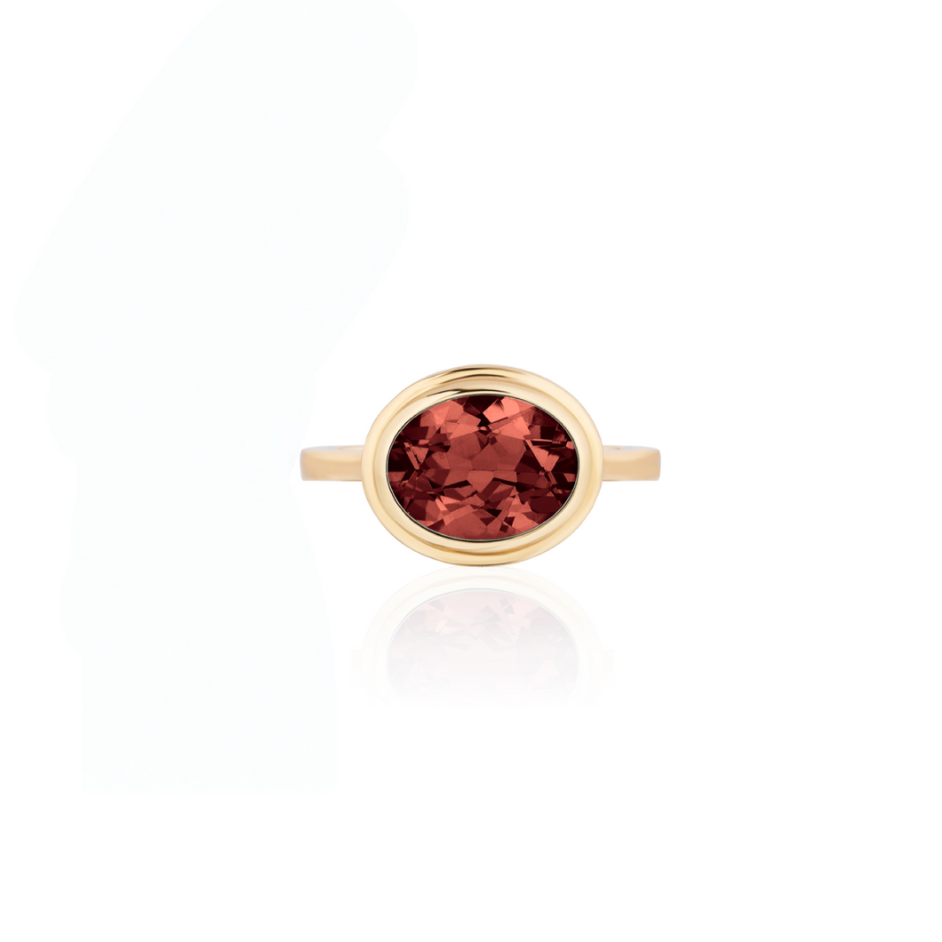 Oval Bezel Set Pink Tourmaline Ring