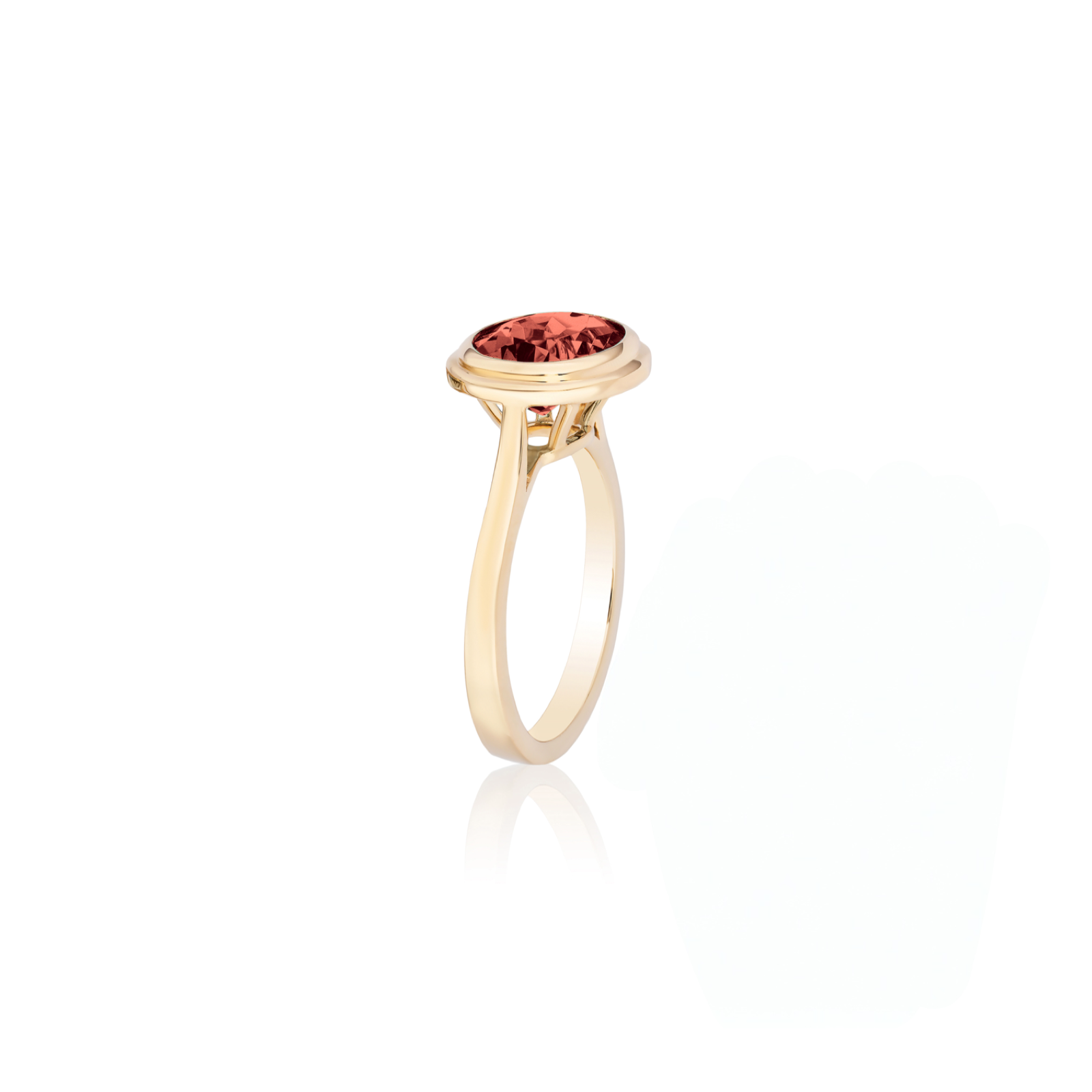 Oval Bezel Set Pink Tourmaline Ring