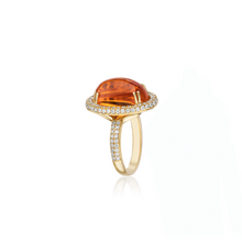 Magnificent Mandarine Garnet & Diamond Oval Signet Ring