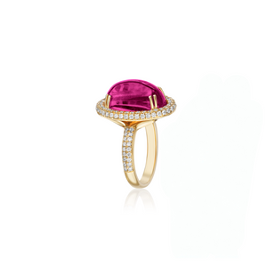 Oval Rubellite & Diamond Statement Ring