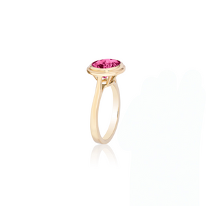 Oval Bezel Set Rubellite Ring