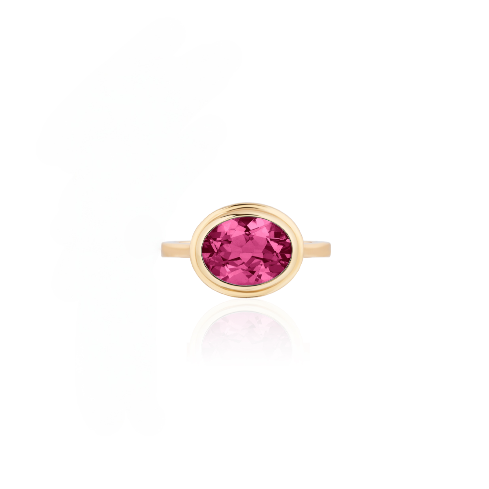 Oval Bezel Set Rubellite Ring