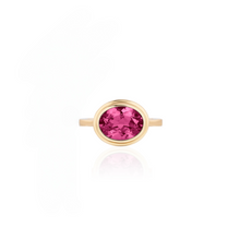 Oval Bezel Set Rubellite Ring