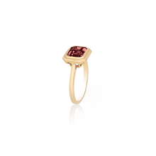 Poised Horizontal Emerald Cut Pink Tourmaline Ring