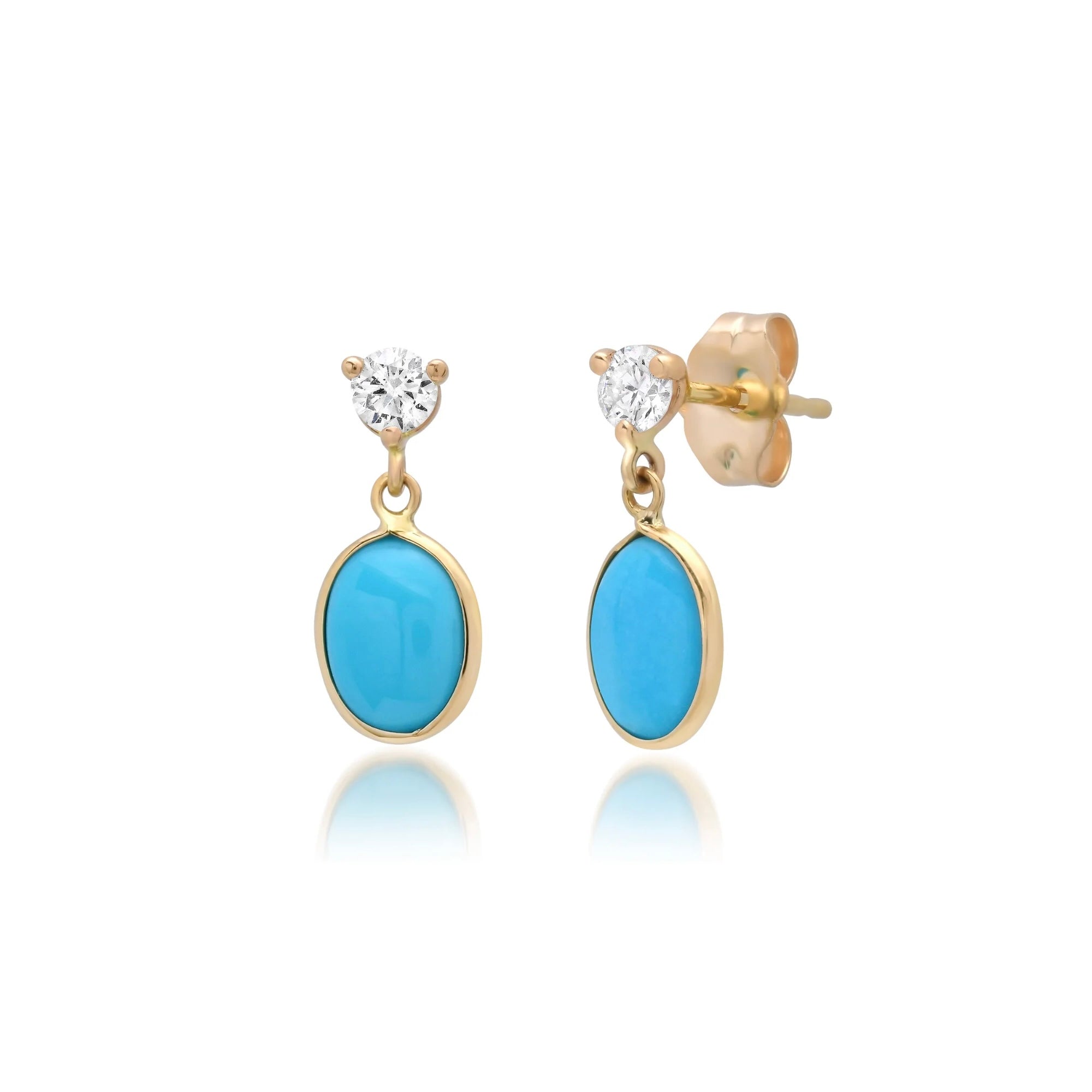 Diamond & Turquoise Dangle Stud Earrings