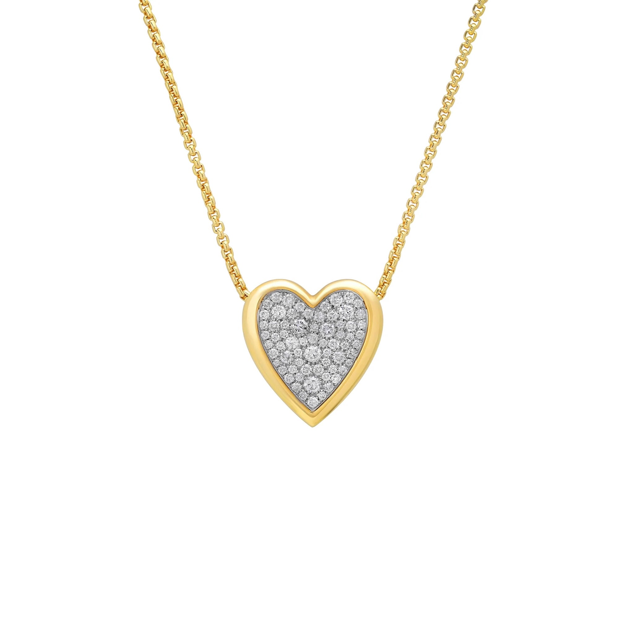 Large Diamond Mixed Pave Heart Slider Necklace