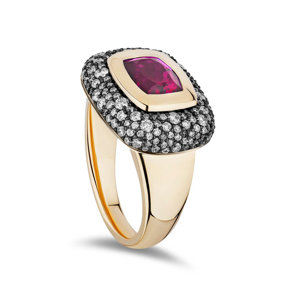 East West Floret Gemstone & Diamond Ring