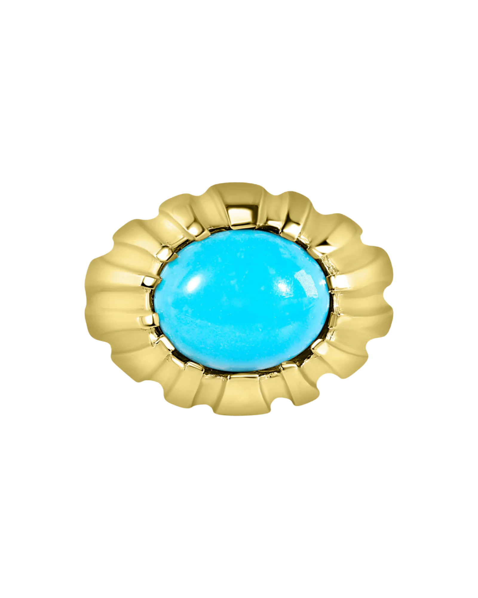 Fluted Gold & Turquoise Signet Ring