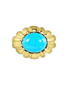 Fluted Gold & Turquoise Signet Ring