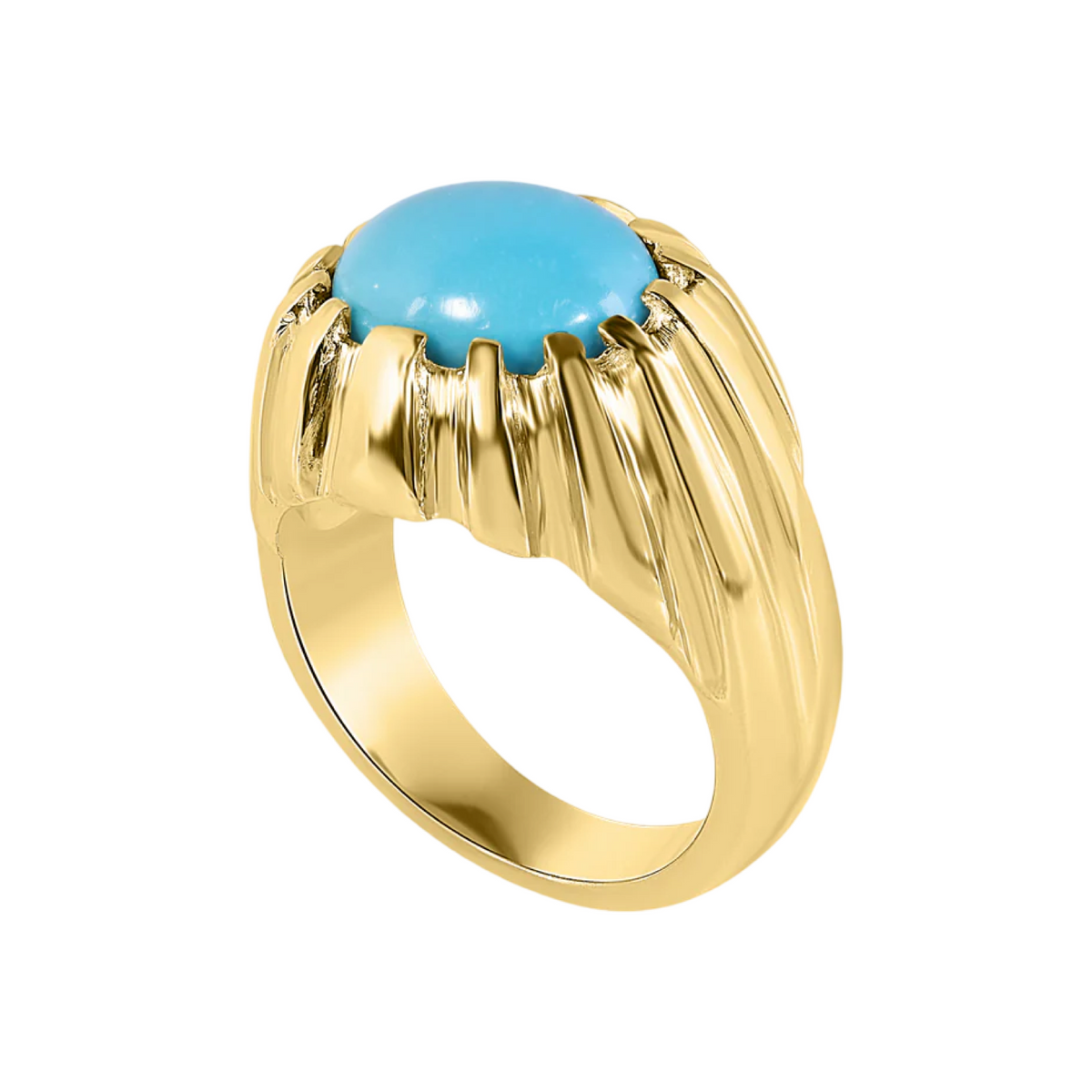 Fluted Gold & Turquoise Signet Ring – Milestones by Ashleigh Bergman