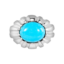 Fluted Gold & Turquoise Signet Ring