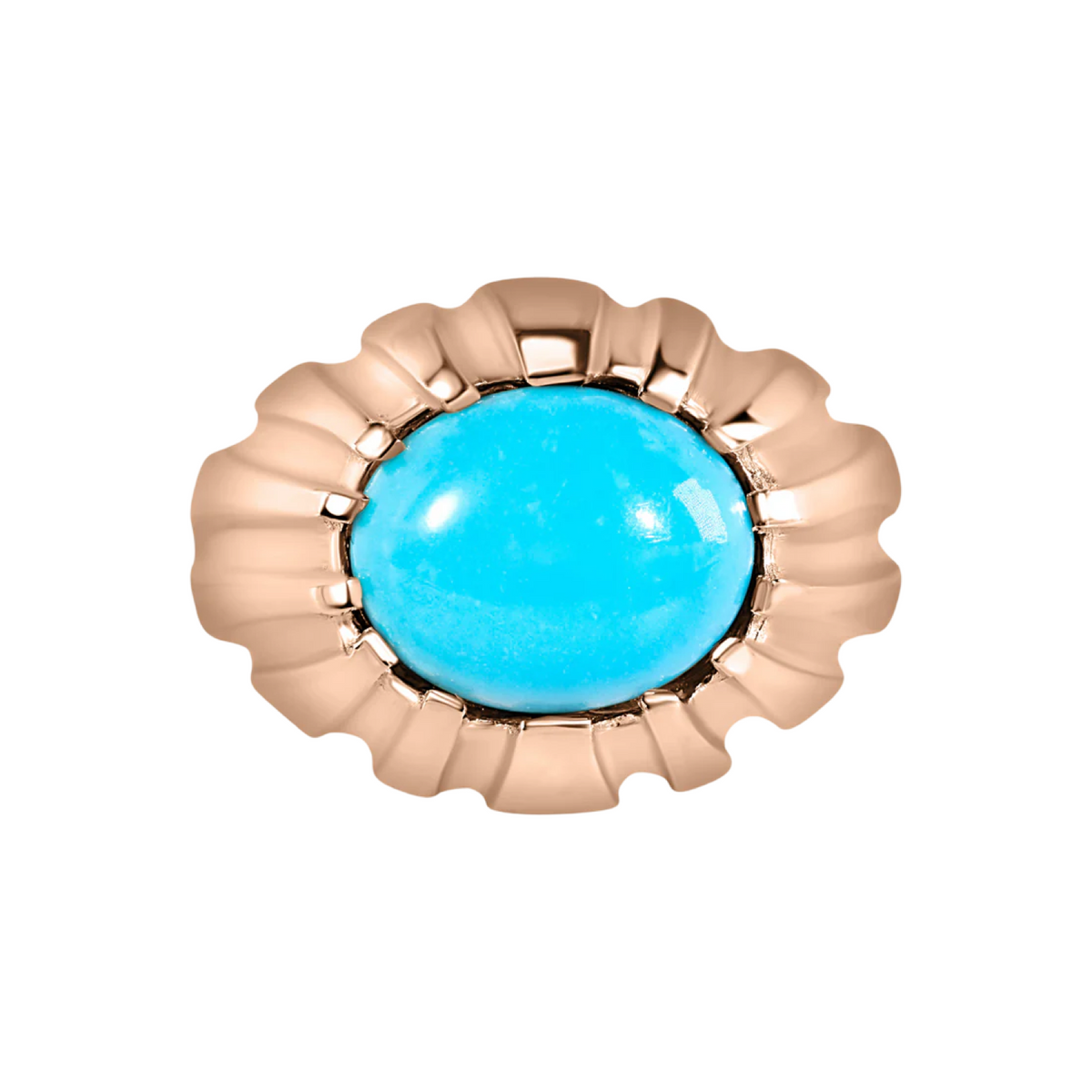 Fluted Gold & Turquoise Signet Ring