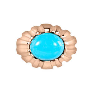 Fluted Gold & Turquoise Signet Ring