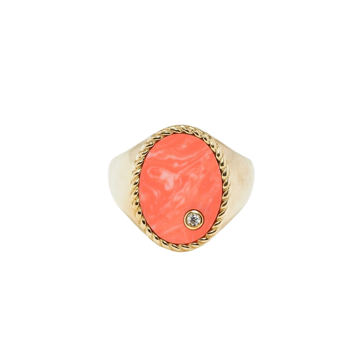 Precious Oval Signet Ring with Diamond Bezel