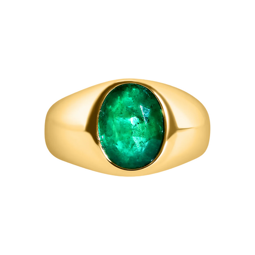 Glowing Bezel Set  Emerald Dome Ring