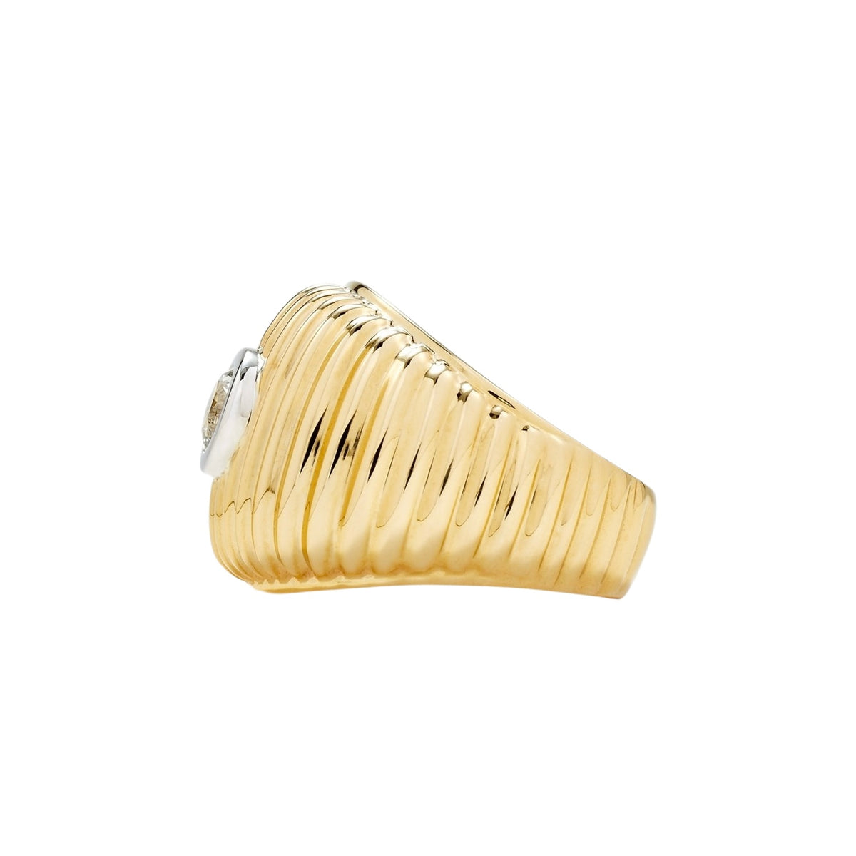 Maxi Berlingot Topaz Bezel Fluted Gold Dome Ring