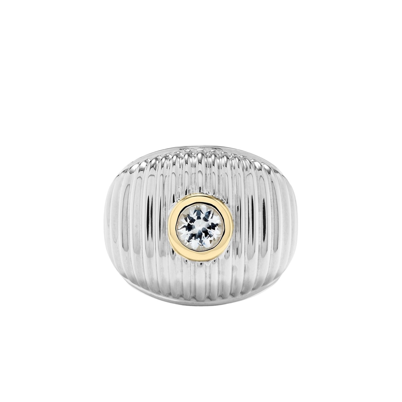 Maxi Berlingot Topaz Bezel Fluted Gold Dome Ring