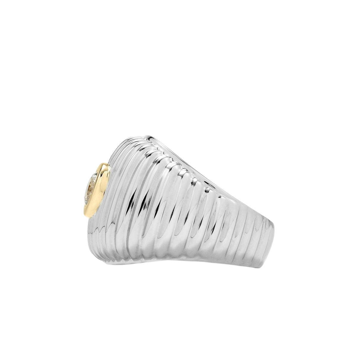 Maxi Berlingot Topaz Bezel Fluted Gold Dome Ring