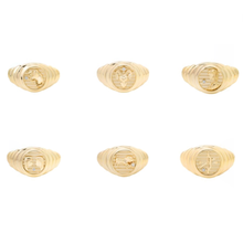 Petite Diamond & Fluted Gold Zodiac Medallion Ring