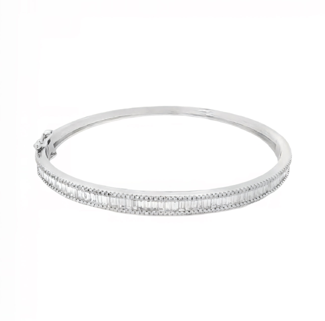 Channel Set Diamond Baguette Bangle Bracelet