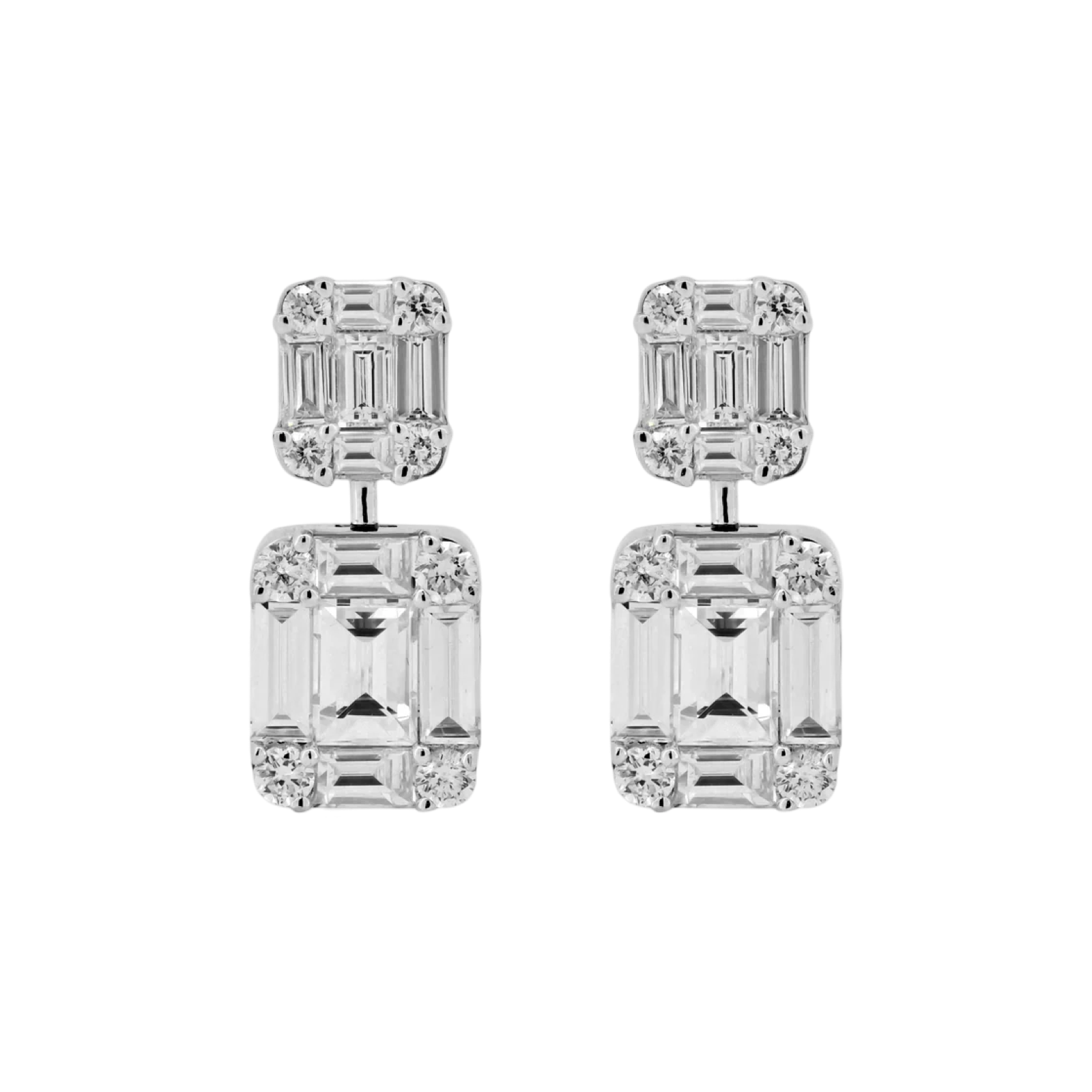 Diamond Illusion Double Drop Stud Earrings