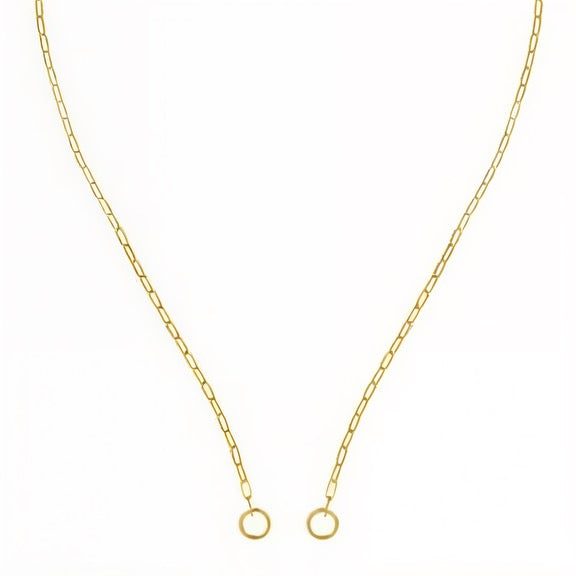 Thin Open Front Paperclip Link Chain Necklace (Solid)