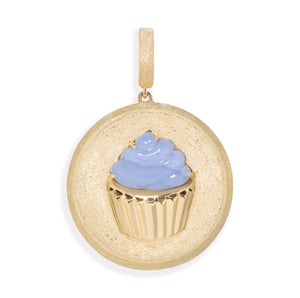 Brushed Gold & Gemstone Circle Emoji Icon Charm Pendant