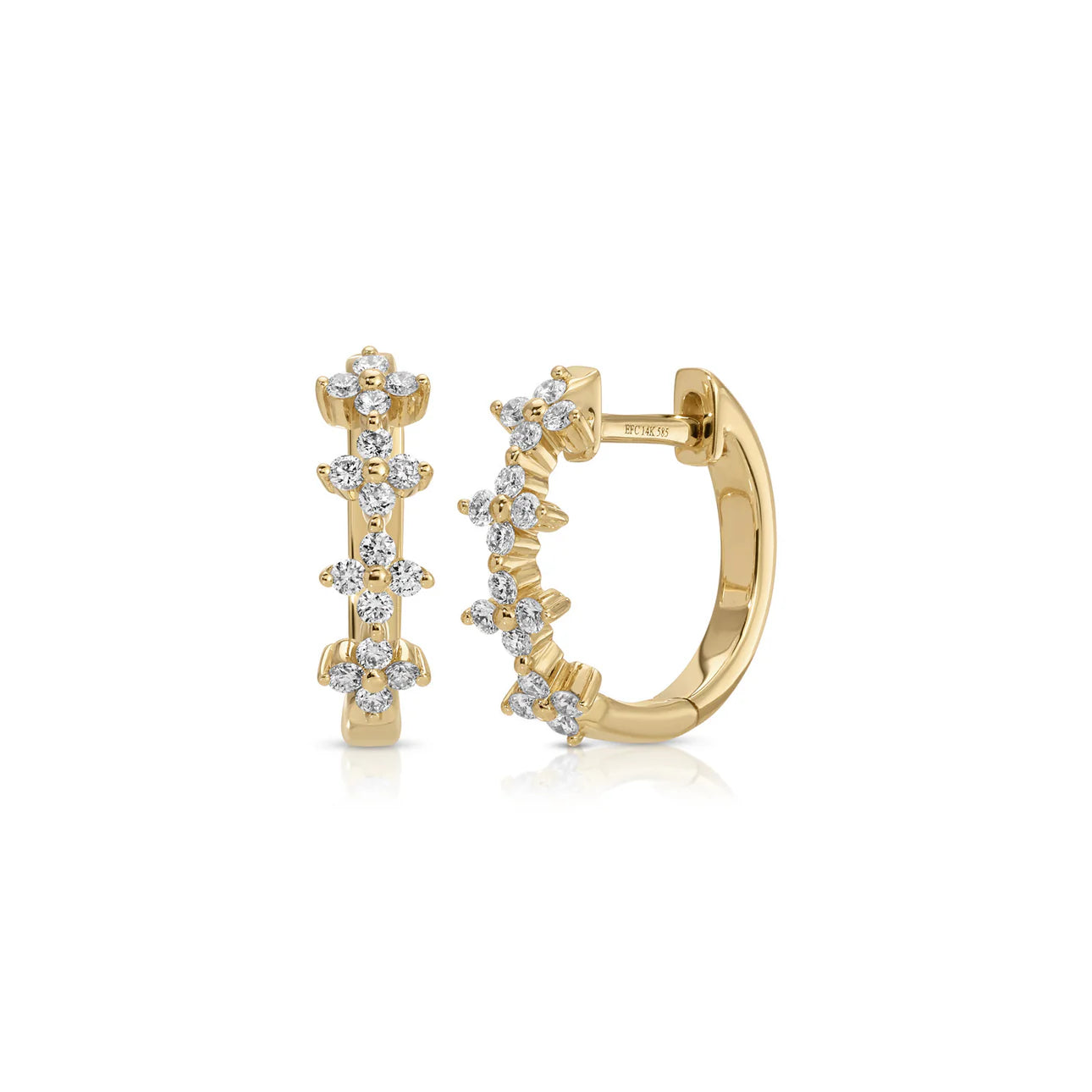 Diamond Fleur Huggie Hoop Earrings