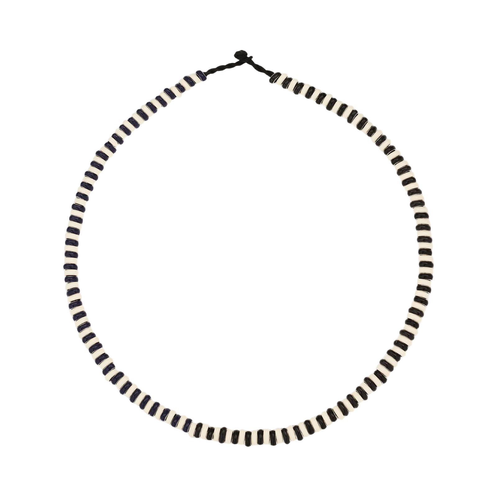 Zebra Enamel Black & White Striped Mini Bead Necklace