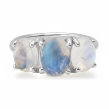 Small Sterling Silver One of a Kind Gumdrop Three Stone Cabochon Ring