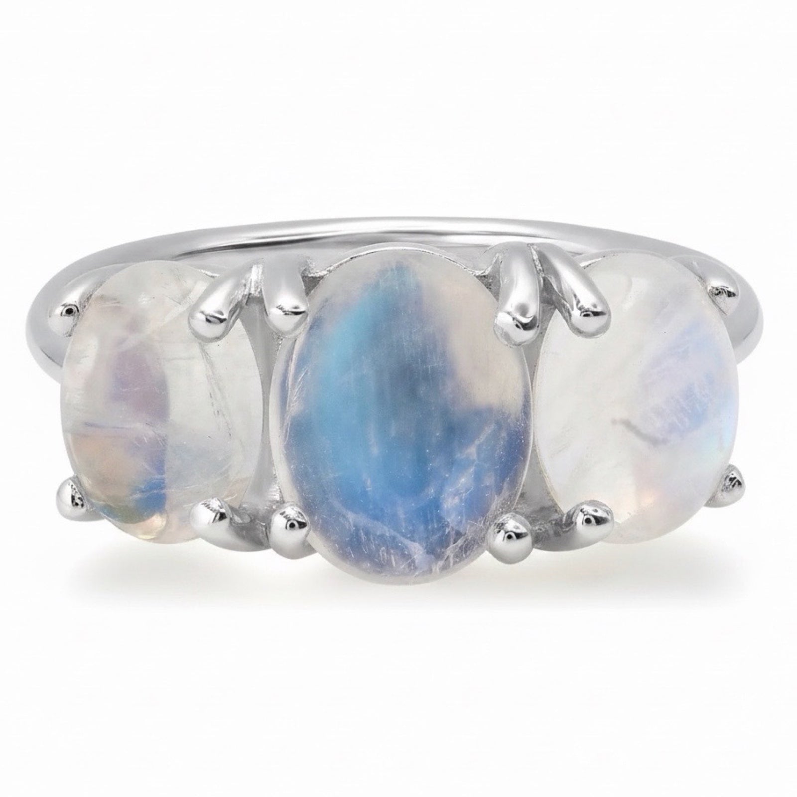 Jumbo Sterling Silver One of a Kind Gumdrop Three Stone Cabochon Ring