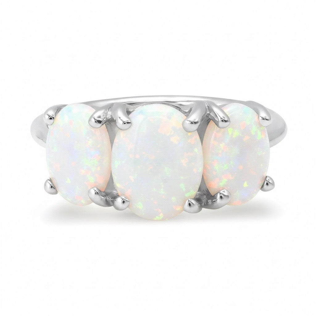 Small Sterling Silver One of a Kind Gumdrop Three Stone Cabochon Ring