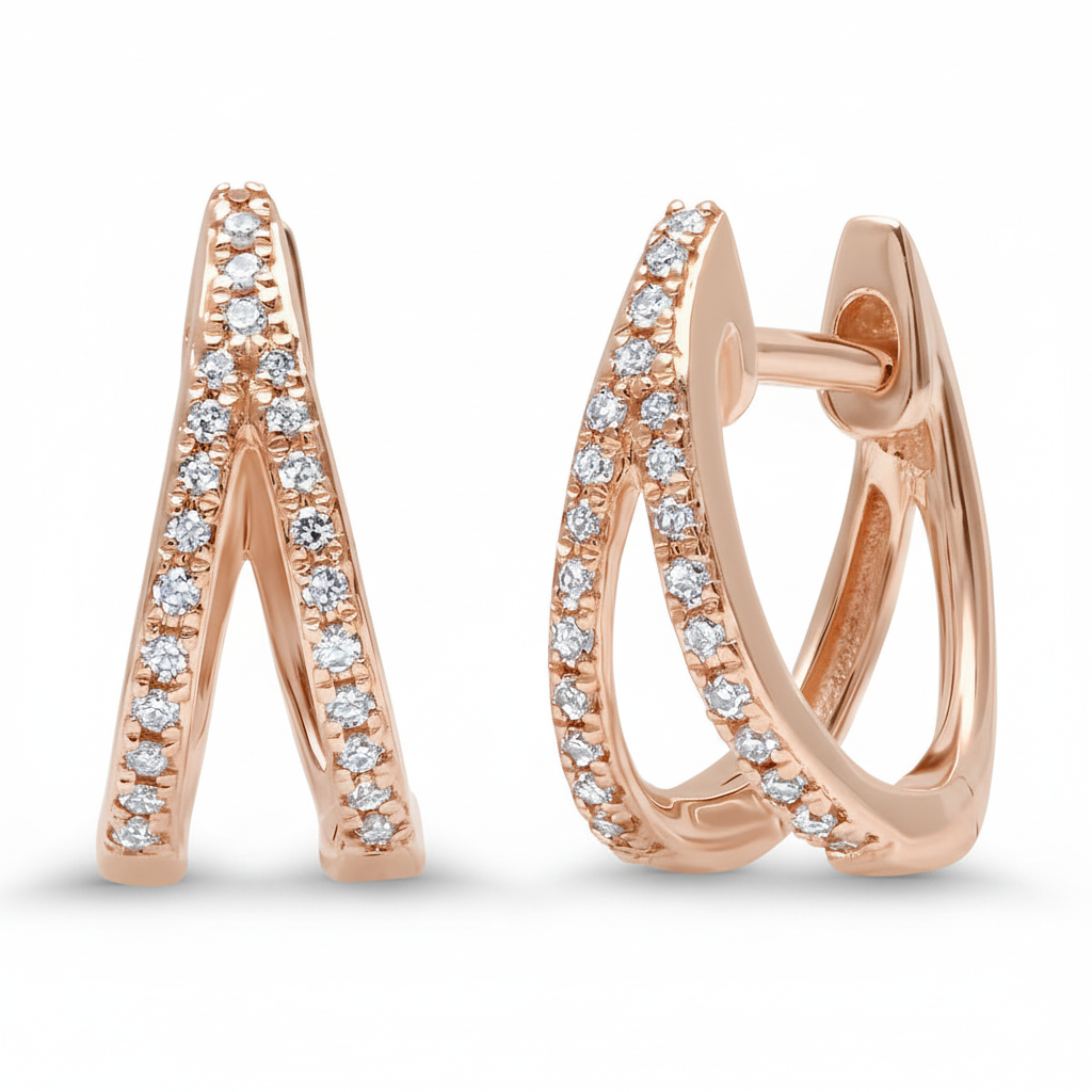 Diamond Split Huggie Hoop Earrings
