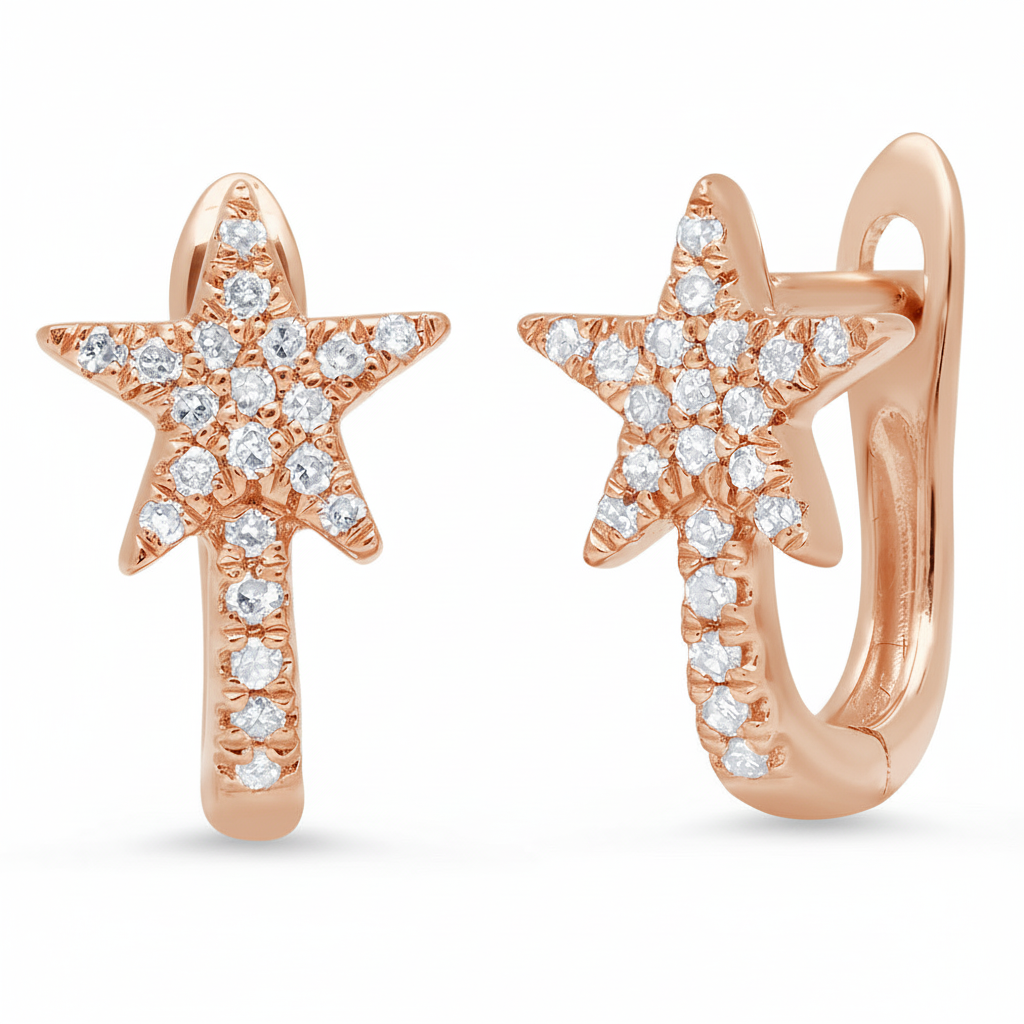 Diamond Star Huggie Hoop Earrings