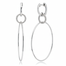 Diamond Link Triple Hoop Drop Earrings