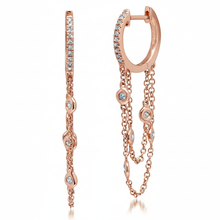 Drip Chain with Bezel Diamonds Huggies