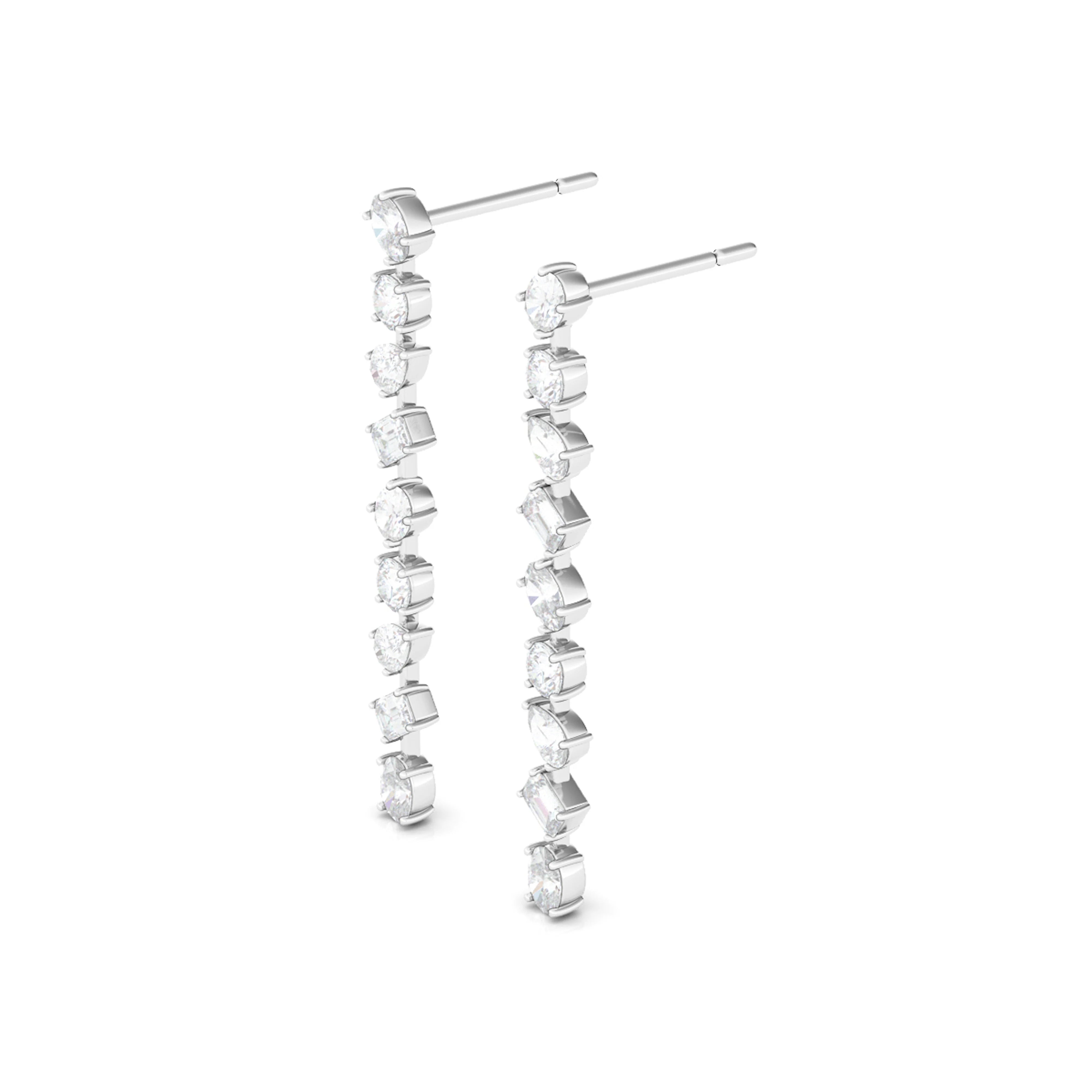 Lab Grown Mixed Shape Diamond Drop Earrings