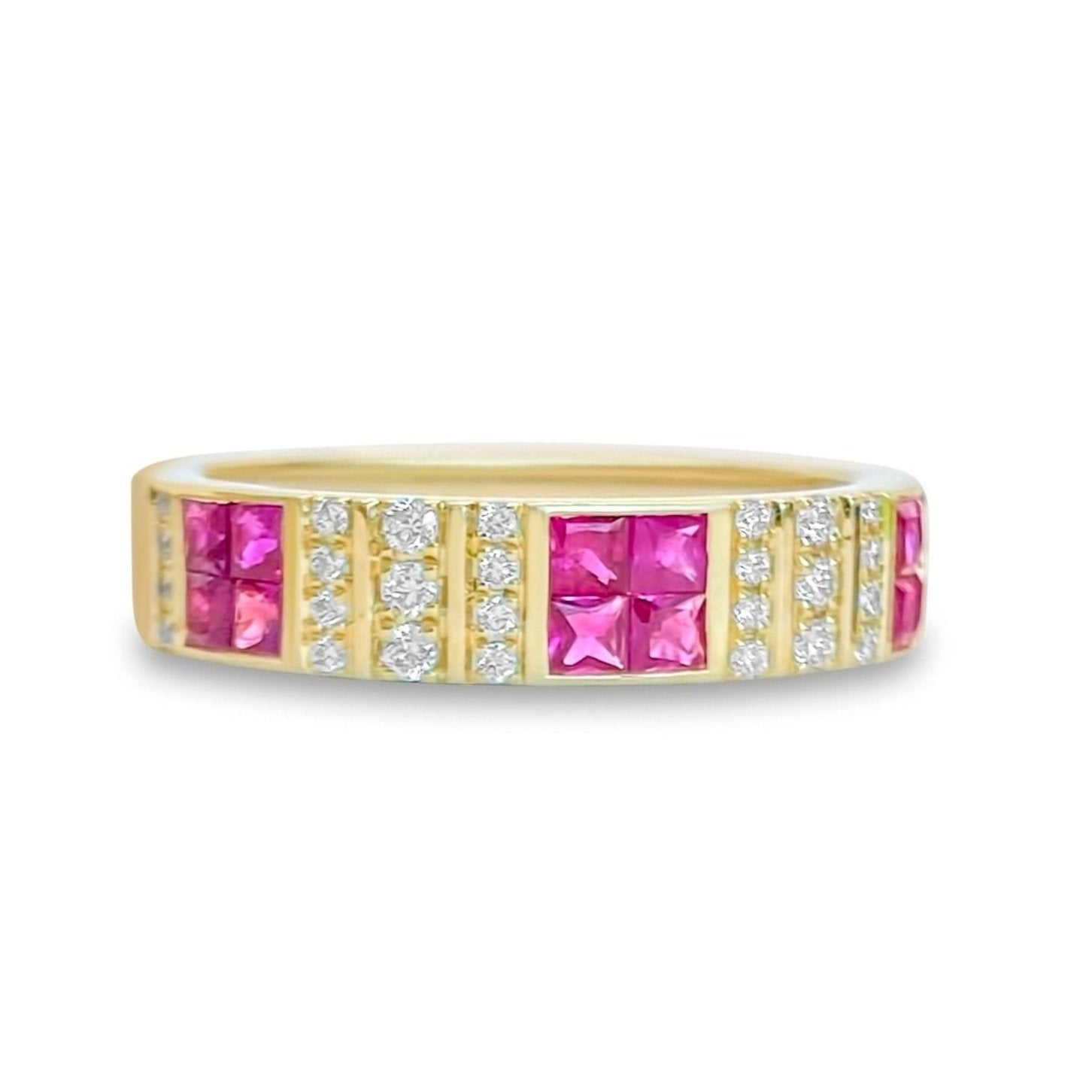 Pinstripe Strength Diamond & Gemstone Skinny Cigar Band Ring