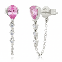 Pear Shape Gemstone & Diamond Chain Wrap Earrings