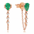 Pear Shape Gemstone & Diamond Chain Wrap Earrings