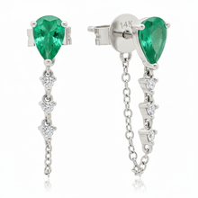 Pear Shape Gemstone & Diamond Chain Wrap Earrings
