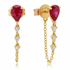 Pear Shape Gemstone & Diamond Chain Wrap Earrings