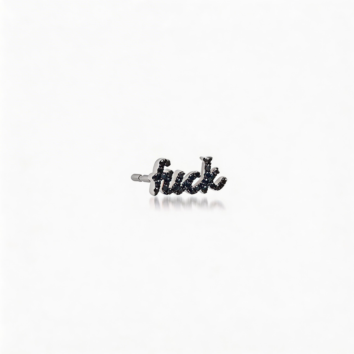 Cursive Black Diamond Fuck Single Stud Earring