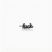 Cursive Black Diamond Fuck Single Stud Earring